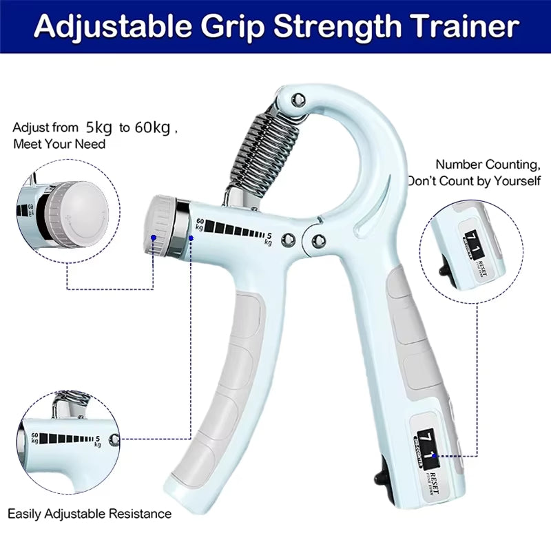 5-60Kg Adjustable Hand Grip Strengthener Hand Grip Trainer with Counter Wrist Forearm and Hand Exerciser for Muscle Building